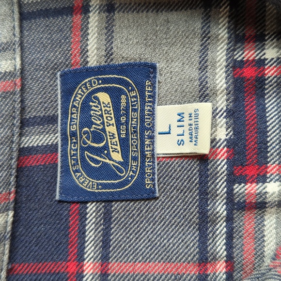 JCrew Men’s Button Down Flannel Shirt, Blue, Grey, and Red Size Slim Large - Picture 3 of 5